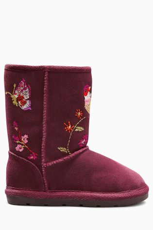 Berry Embroidered Pull-On Boots (Younger Girls)